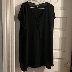 Sheer Black Chiffon Pull Over 2X
